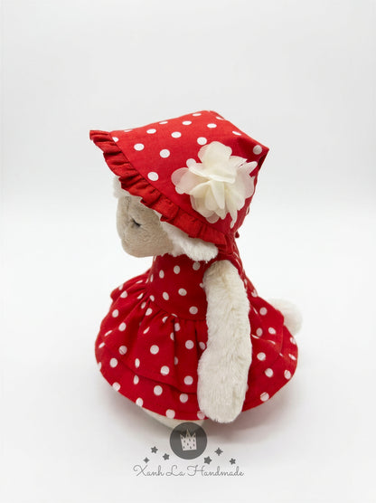 SUPER CUTE Handmade Romper & Ruffled Sun Bonnet Set for Jell cat Bear