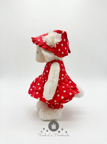 SUPER CUTE Handmade Romper & Ruffled Sun Bonnet Set for Jell cat Bear