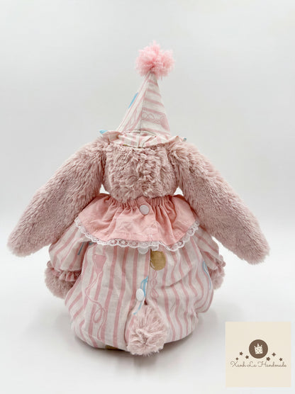 Pastel Circus Bear Print Snap-Back Romper & Party Hat for Plush Bunnies & Bear Plush