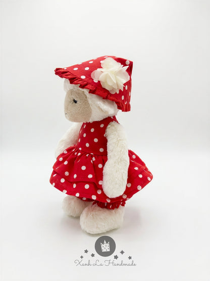 SUPER CUTE Handmade Romper & Ruffled Sun Bonnet Set for Jell cat Bear