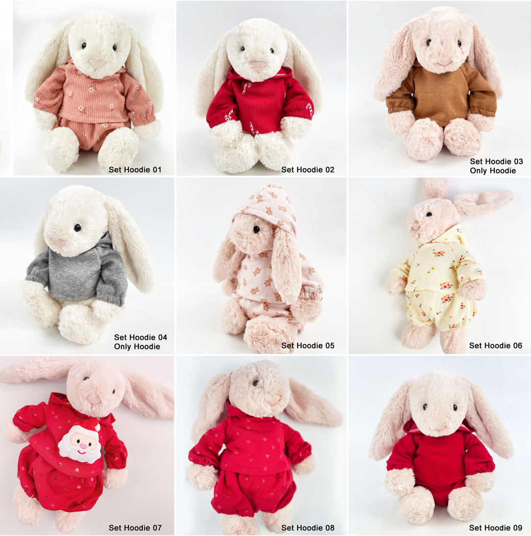 Super cute hoodie for bunnies , Hoodies in various sizes bunnies, a special gift for plush rabbit enthusiasts.