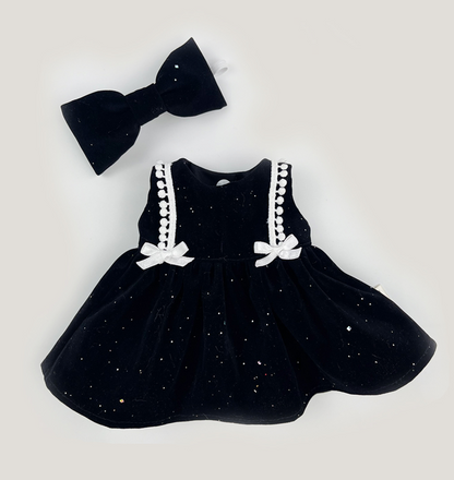 Handmade Velvet PartyDress & Big Hair Bow Set for Jellicat Bunny