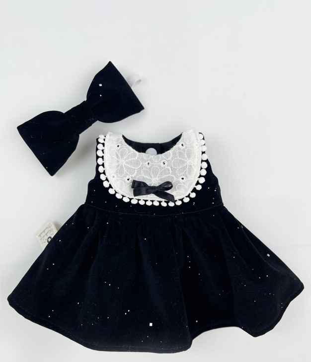 Handmade Velvet PartyDress & Big Hair Bow Set for Jellicat Bunny
