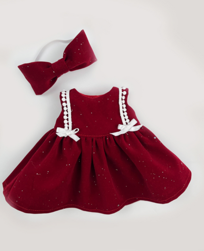 Handmade Velvet PartyDress & Big Hair Bow Set for Jellicat Bunny