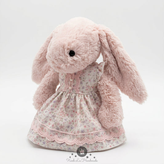 Handmade Lace Bodice Dress for Jellicat  Bunny, Gift for Grandkids & Collectors