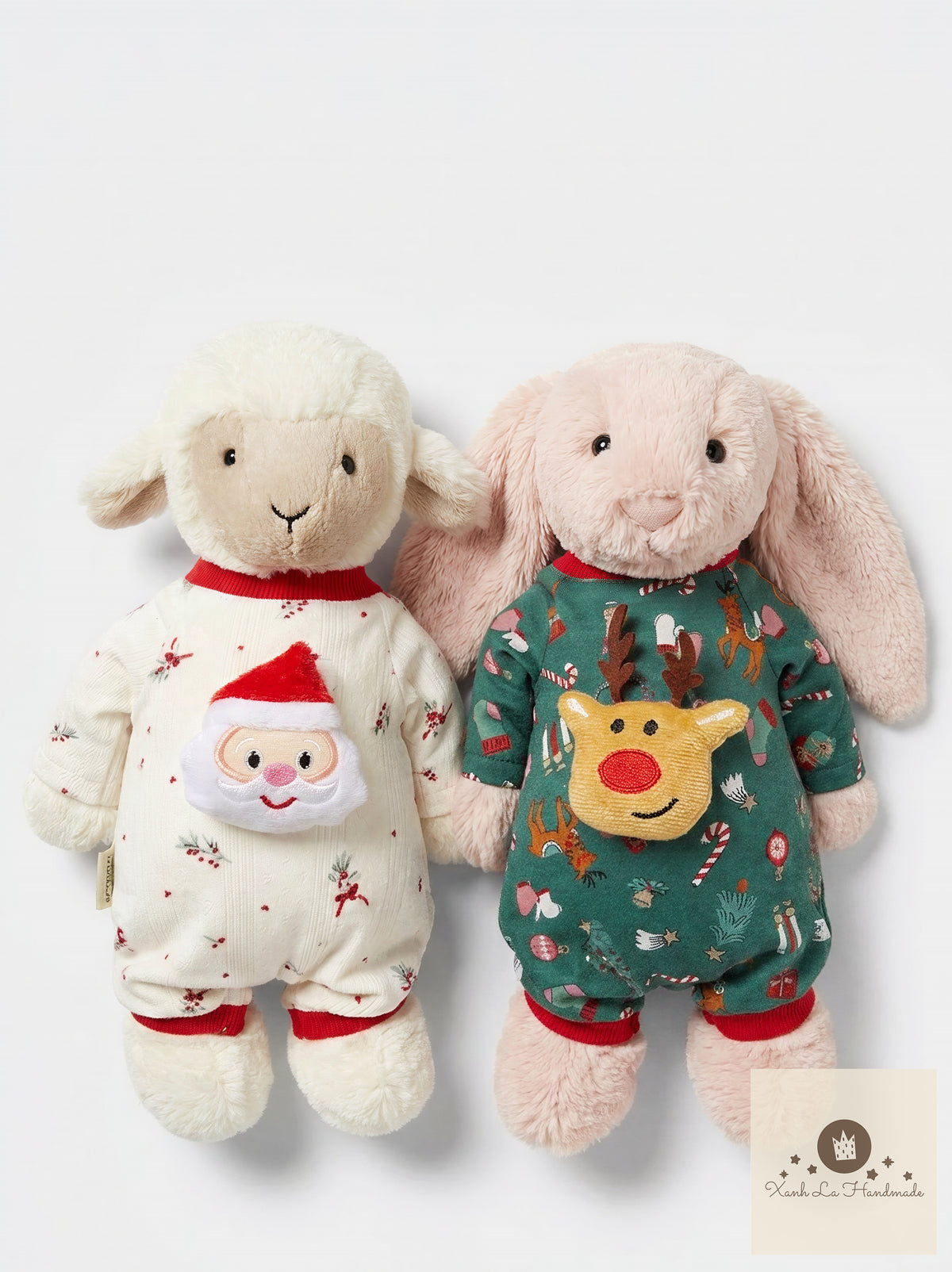 Vintage Christmas outfits for Jellicat bunnies, special handmade gifts.