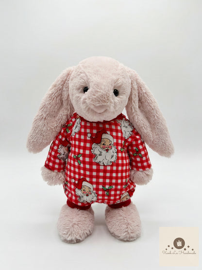 Vintage Christmas outfits for Jellicat bunnies, special handmade gifts.