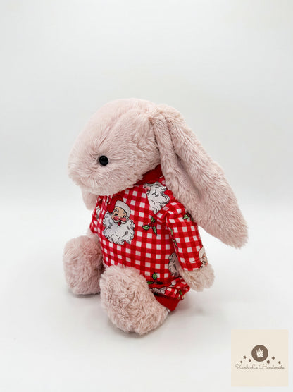 Vintage Christmas outfits for Jellicat bunnies, special handmade gifts.