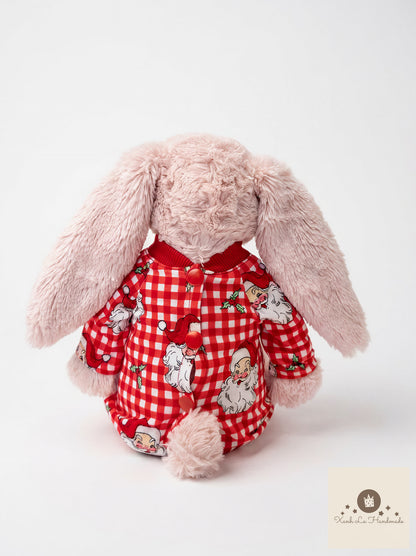 Vintage Christmas outfits for Jellicat bunnies, special handmade gifts.