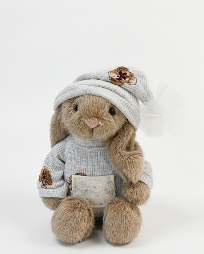 Super cozy & impossibly cute Snap-Back Romper with a wool hat for Plush Bunnies