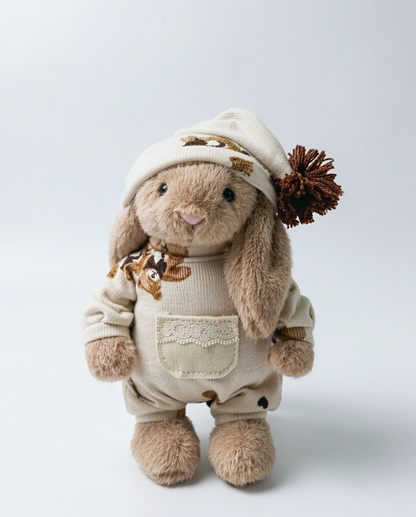 Super cozy & impossibly cute Snap-Back Romper with a wool hat for Plush Bunnies