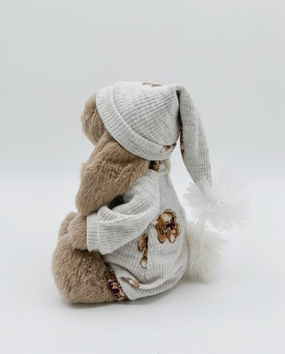 Super cozy & impossibly cute Snap-Back Romper with a wool hat for Plush Bunnies