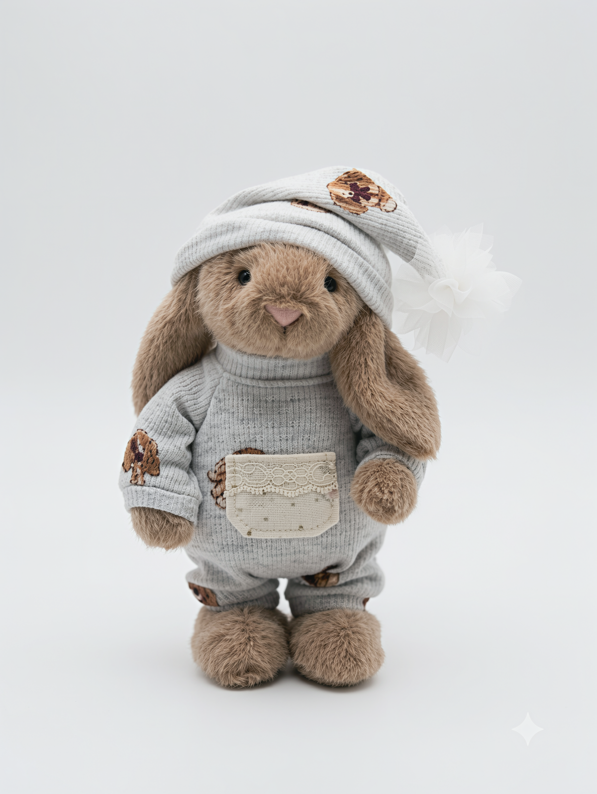 Super cozy & impossibly cute Snap-Back Romper with a wool hat for Plush Bunnies