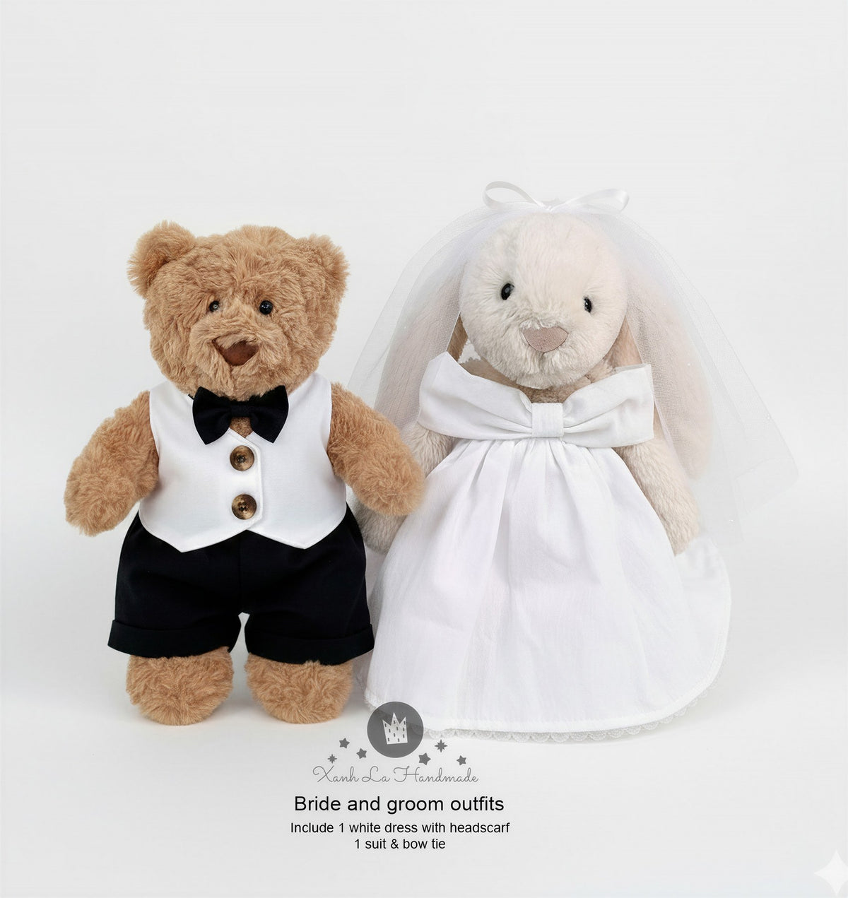 Bride & Groom Wedding Set for Jellycat - handmade costume, photo 7