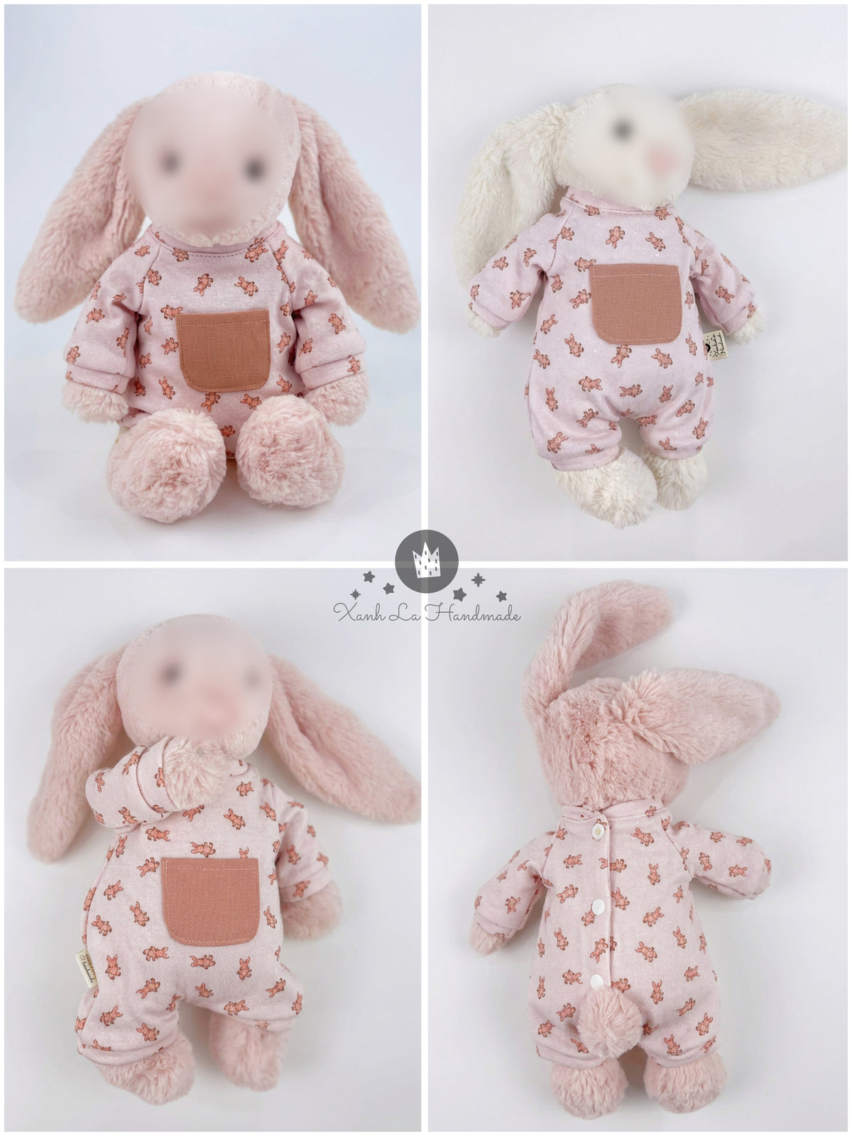 Easy-Snap Back Bodysuit for bunnies, Outfits for plush rabbits, a special gift for plush rabbit enthusiasts.