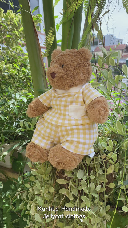 Handmade Gingham Pajama Set for Jellicat Bunny