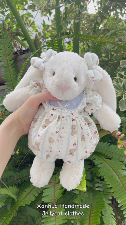 Handmade Floral Bubble Romper Set for Jellicat Plushie | Snap Back Baby Doll Jumpsuit