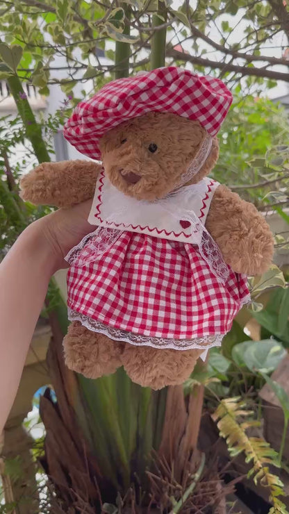 SUPER SPECIAL Hand-Embroidered Square Neck Dress & Beret Hat Set for Jellicat Bunny