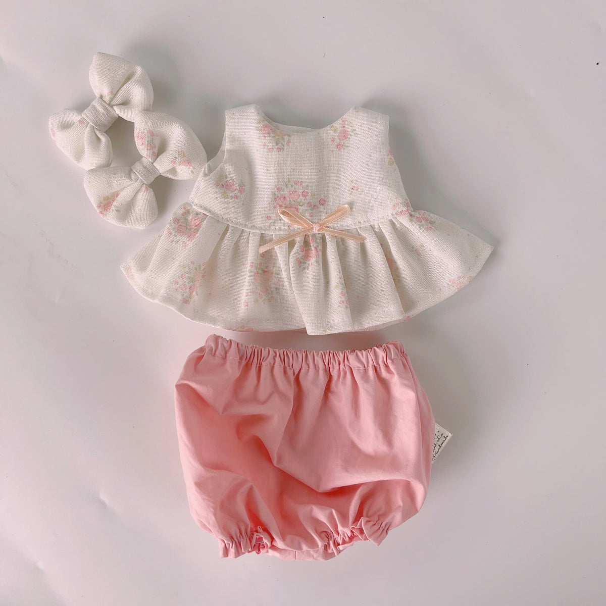 Vintage Floral Peplum Babydoll Top, Bloomer Shorts & Matching Ear Bow