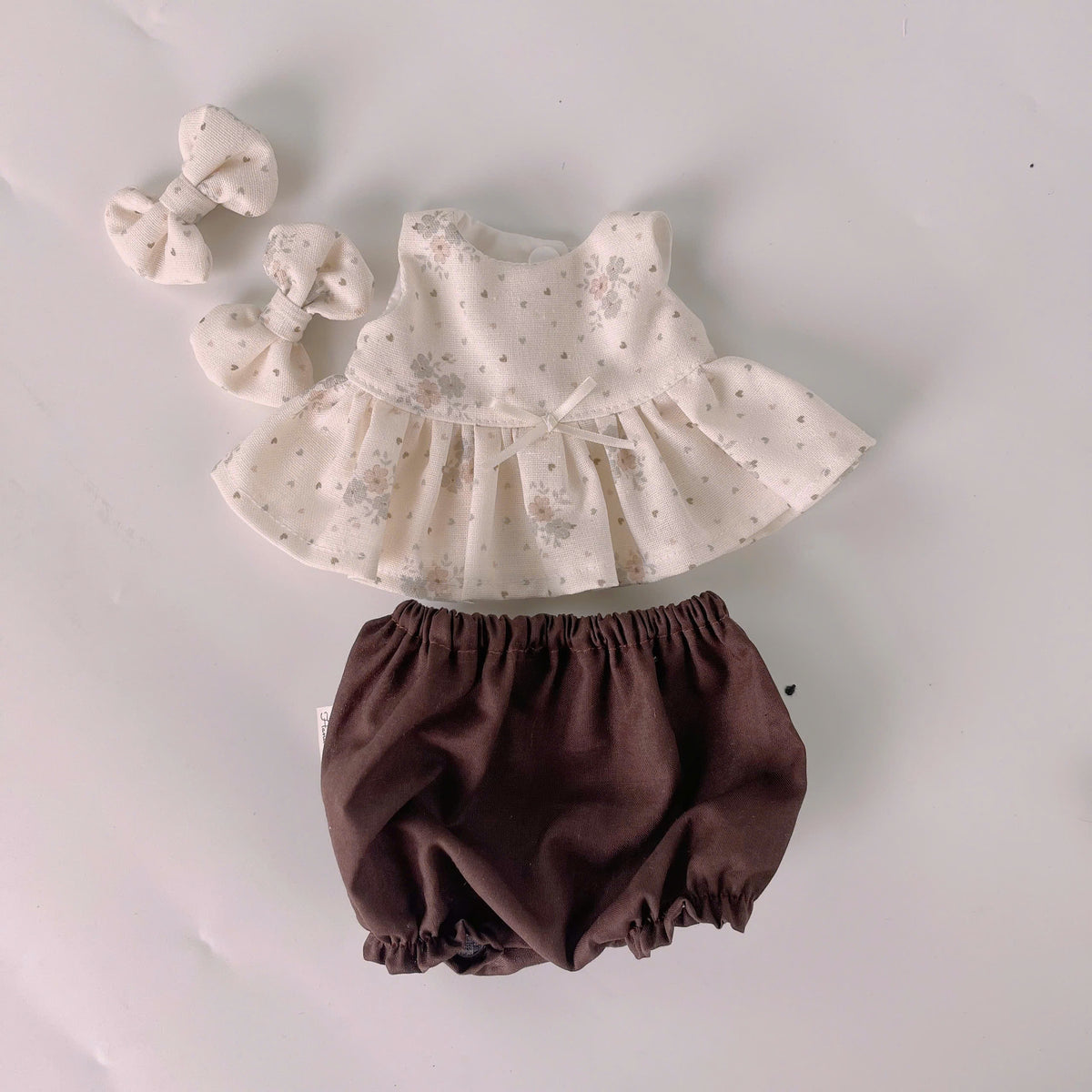 Vintage Floral Peplum Babydoll Top, Bloomer Shorts & Matching Ear Bow