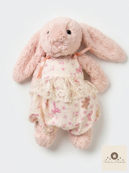 Pastel Ribbon Strap Bubble Sunsuit for Jellicat Plush Lamb/Bunny