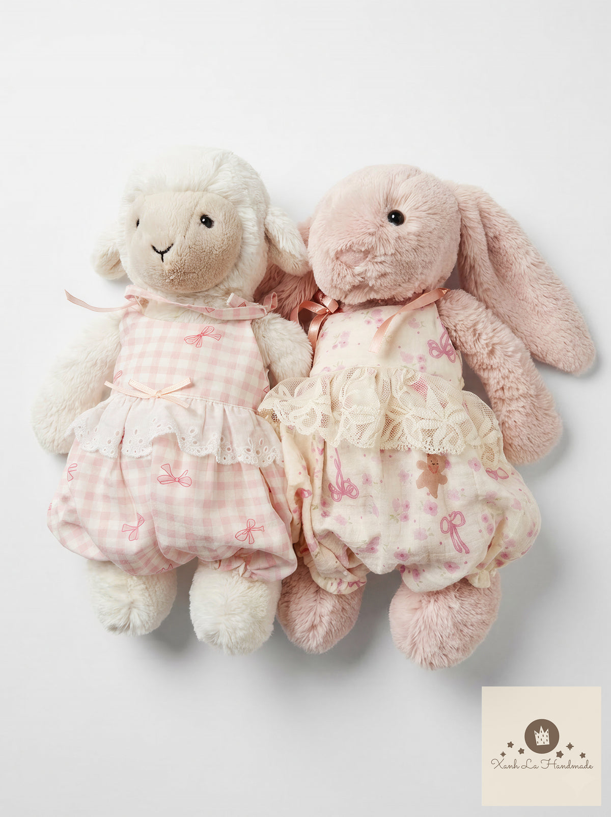 Pastel Ribbon Strap Bubble Sunsuit for Jellicat Plush Lamb/Bunny