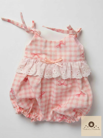 Pastel Ribbon Strap Bubble Sunsuit for Jellicat Plush Lamb/Bunny