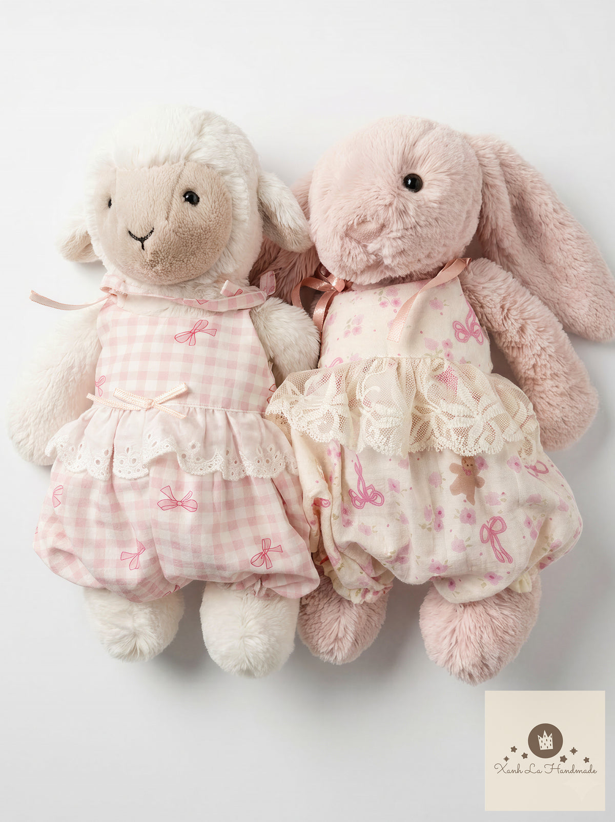 Pastel Ribbon Strap Bubble Sunsuit for Jellicat Plush Lamb/Bunny
