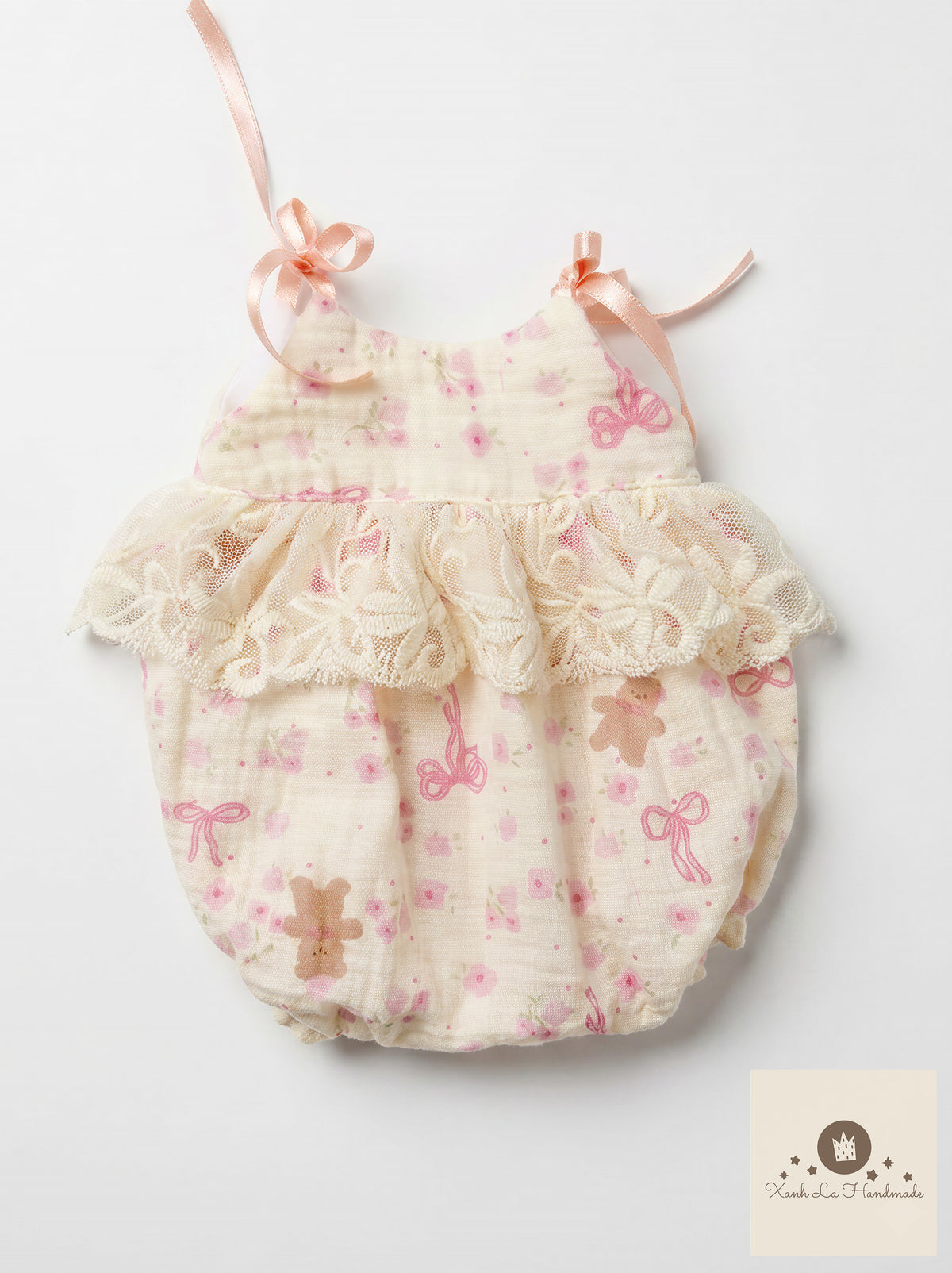Pastel Ribbon Strap Bubble Sunsuit for Jellicat Plush Lamb/Bunny