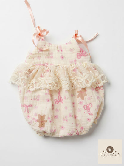 Pastel Ribbon Strap Bubble Sunsuit for Jellicat Plush Lamb/Bunny