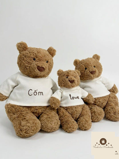 Personalized Embroidered Pullover Shirt / 2-Piece Set for Jellicat Bear & Bunny