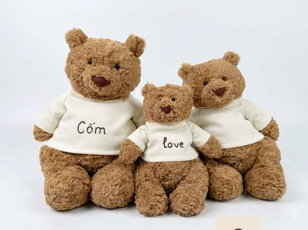Personalized Embroidered Pullover Shirt / 2-Piece Set for Jellicat Bear & Bunny