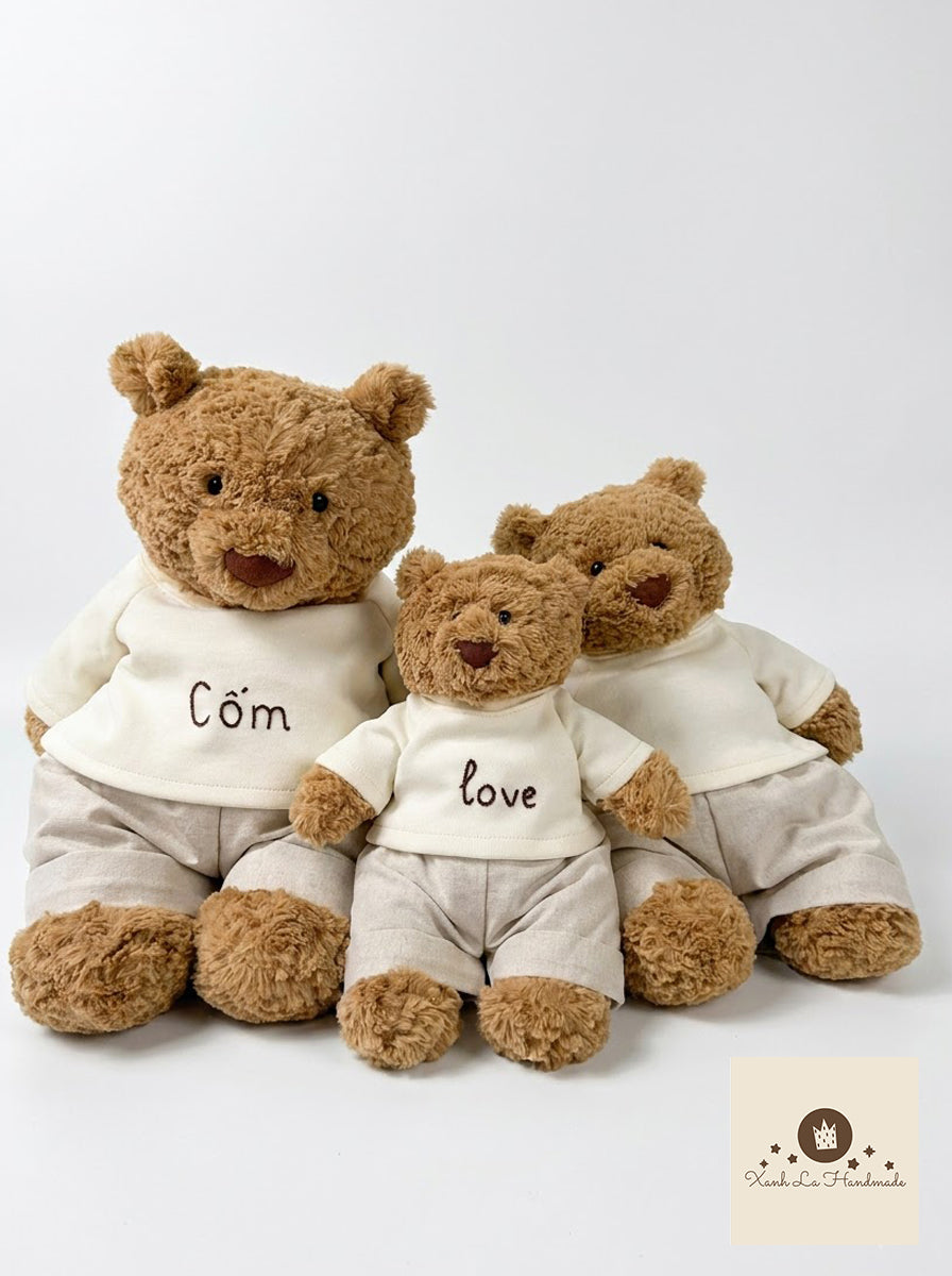 Personalized Embroidered Pullover Shirt / 2-Piece Set for Jellicat Bear & Bunny