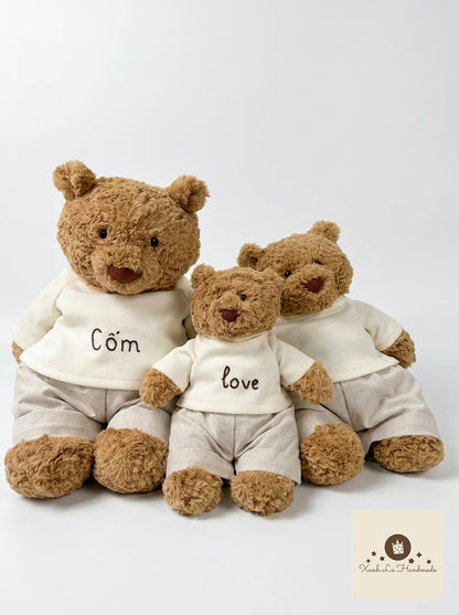 Personalized Embroidered Pullover Shirt / 2-Piece Set for Jellicat Bear & Bunny