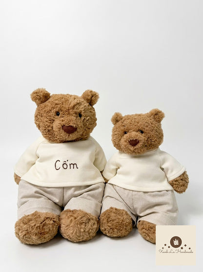 Personalized Embroidered Pullover Shirt / 2-Piece Set for Jellicat Bear & Bunny