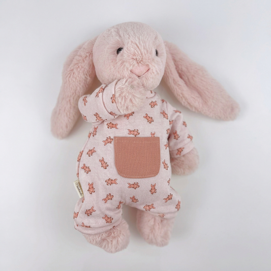 Easy-Snap Back Bodysuit for bunnies, Outfits for plush rabbits, a special gift for plush rabbit enthusiasts.