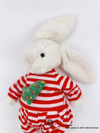 Candy Cane Striped Long-Sleeve Shirt & Pants Set for Jellicat Plush Bear/Bunny