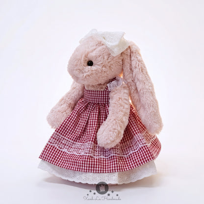 Handmade Puffy Dress & Big Head Bow Set for Jellicat Bunny