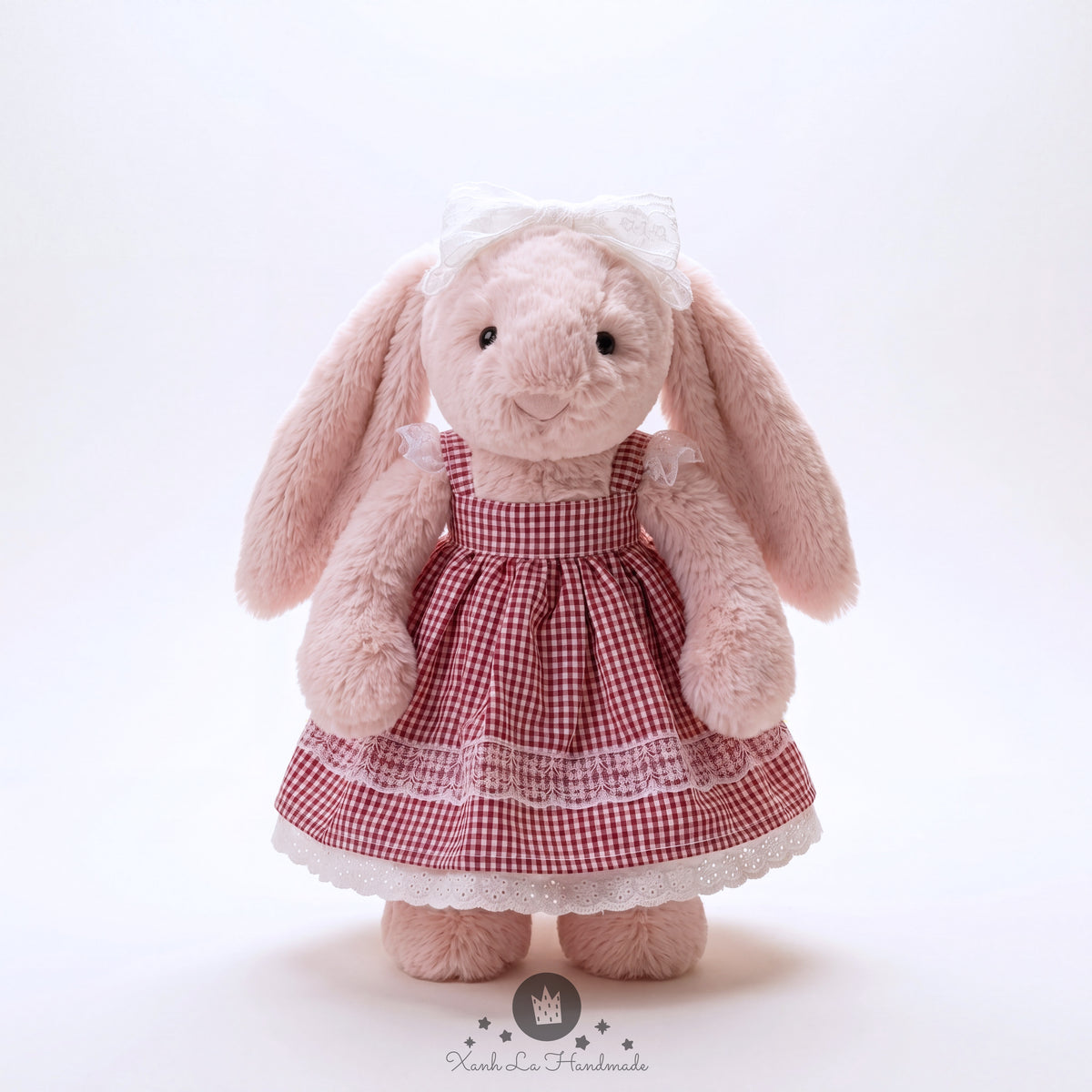 Handmade Puffy Dress & Big Head Bow Set for Jellicat Bunny
