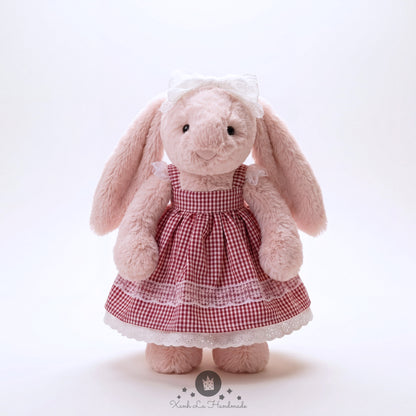 Handmade Puffy Dress & Big Head Bow Set for Jellicat Bunny