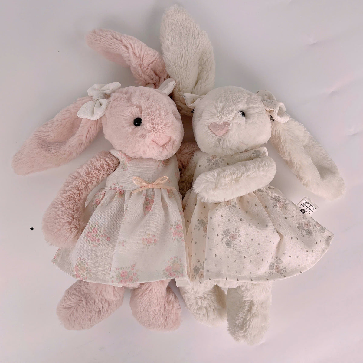Handmade Sleeveless Dress & Matching Hair Bow Set for Jellicat Bunny