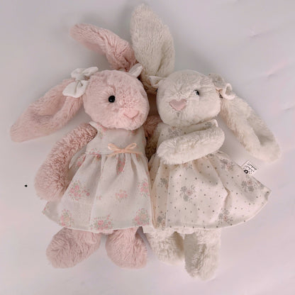 Handmade Sleeveless Dress & Matching Hair Bow Set for Jellicat Bunny
