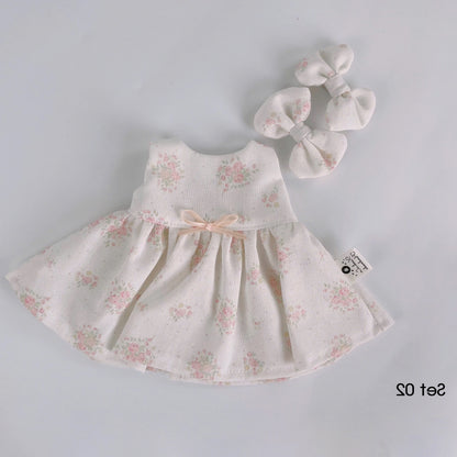 Handmade Sleeveless Dress & Matching Hair Bow Set for Jellicat Bunny