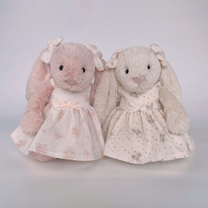 Handmade Sleeveless Dress & Matching Hair Bow Set for Jellicat Bunny