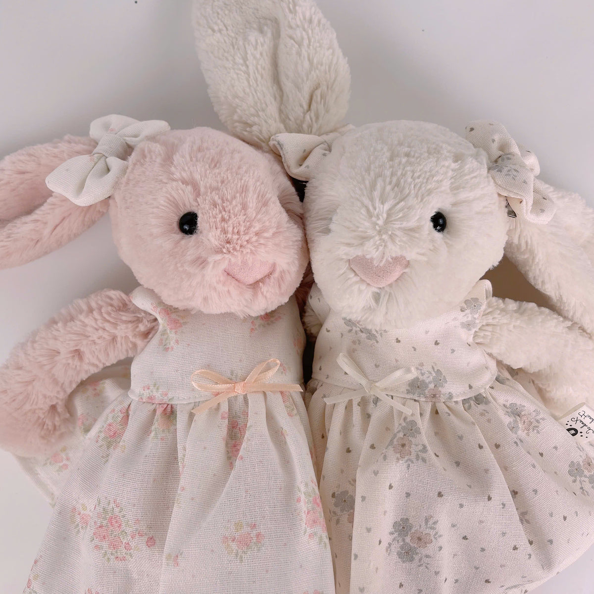 Handmade Sleeveless Dress & Matching Hair Bow Set for Jellicat Bunny