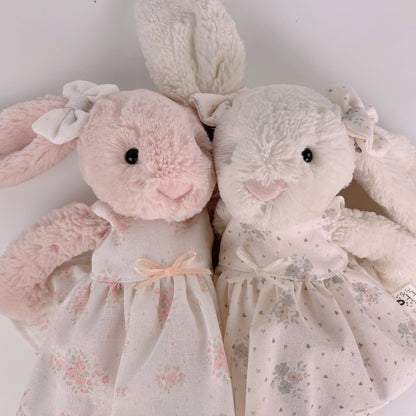 Handmade Sleeveless Dress & Matching Hair Bow Set for Jellicat Bunny