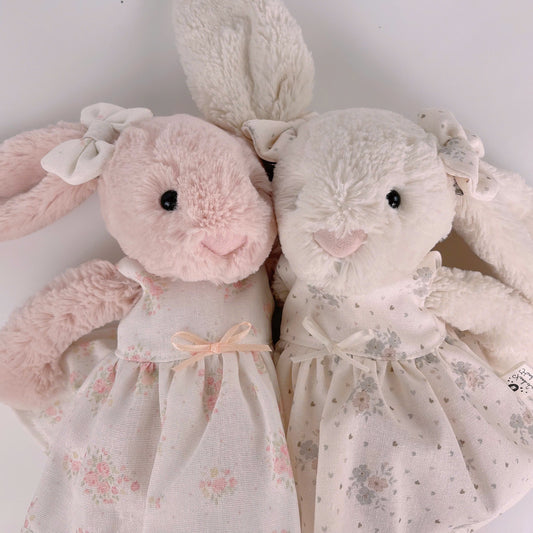 Handmade Sleeveless Dress & Matching Hair Bow Set for Jellicat Bunny