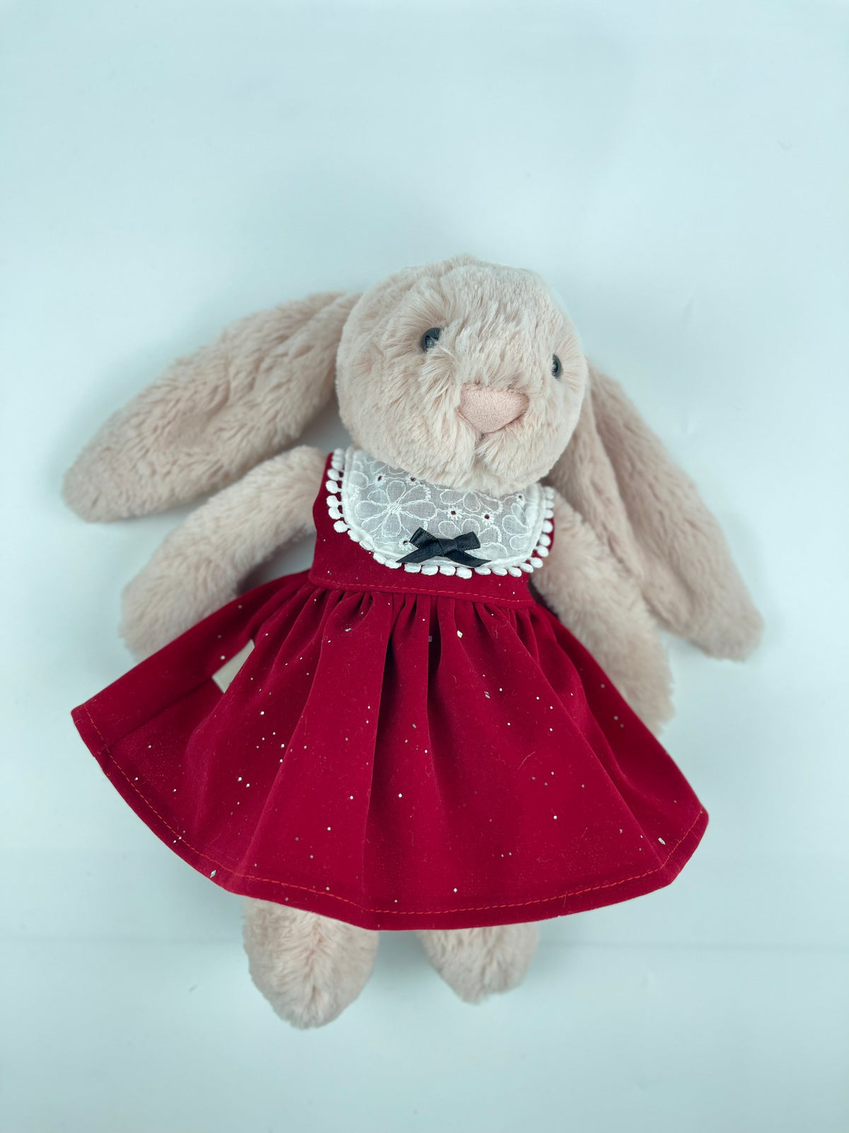 Handmade Velvet PartyDress & Big Hair Bow Set for Jellicat Bunny