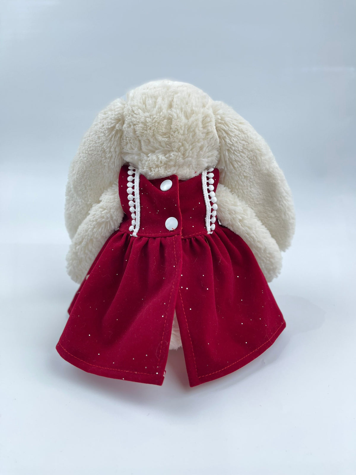 Handmade Velvet PartyDress & Big Hair Bow Set for Jellicat Bunny