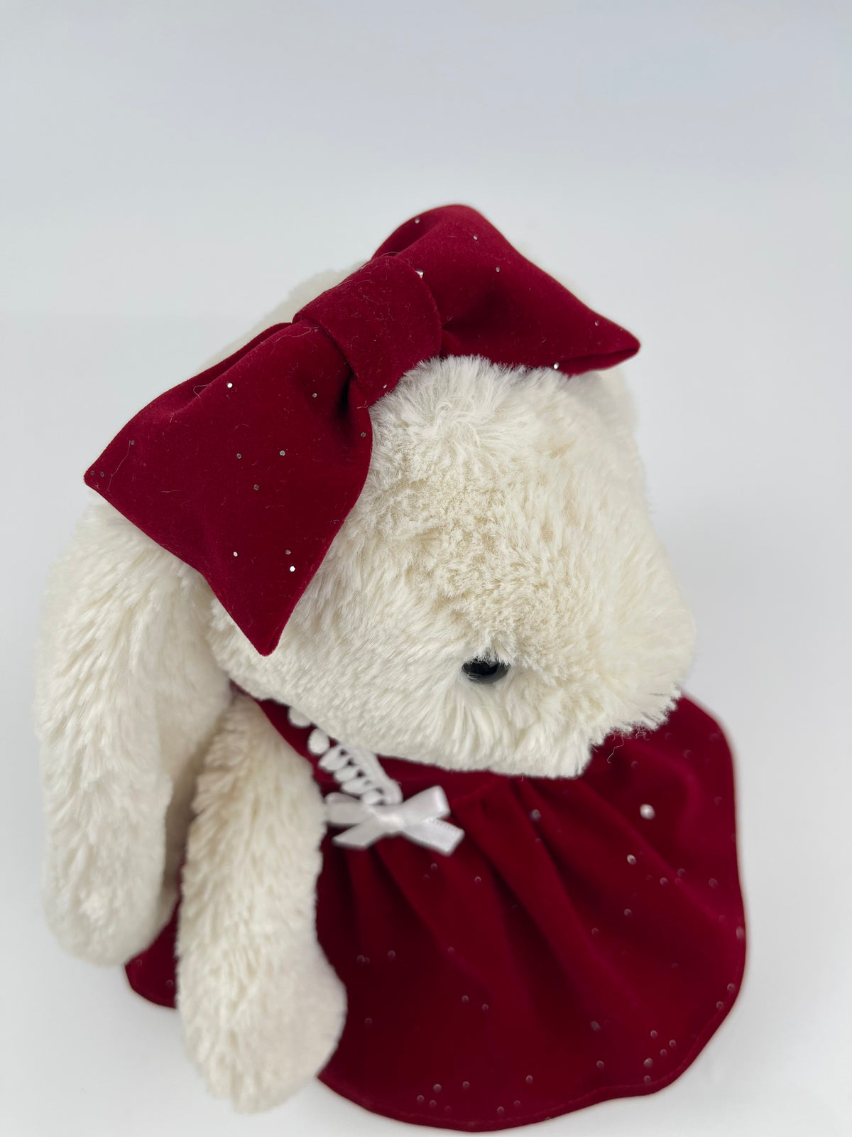 Handmade Velvet PartyDress & Big Hair Bow Set for Jellicat Bunny